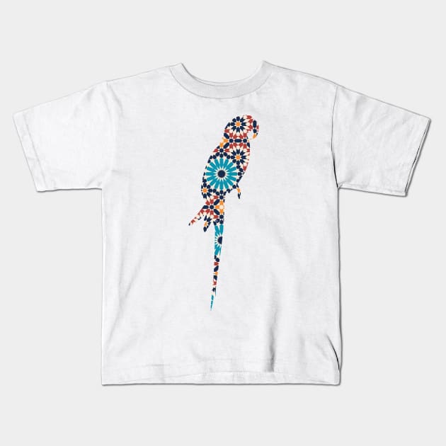 Parrot Silhouette with Pattern Kids T-Shirt by deificusArt